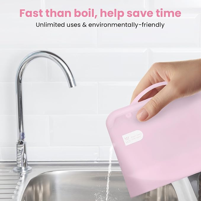 Silicone Microwave Steam Sterilizer Bag for Baby Bottles, Reusable Sterilizing Bag for Pump Parts and Toddler Accessories, Easy to Use Sterilizer Bags Perfect for Home and Travel, Pink (2PC)