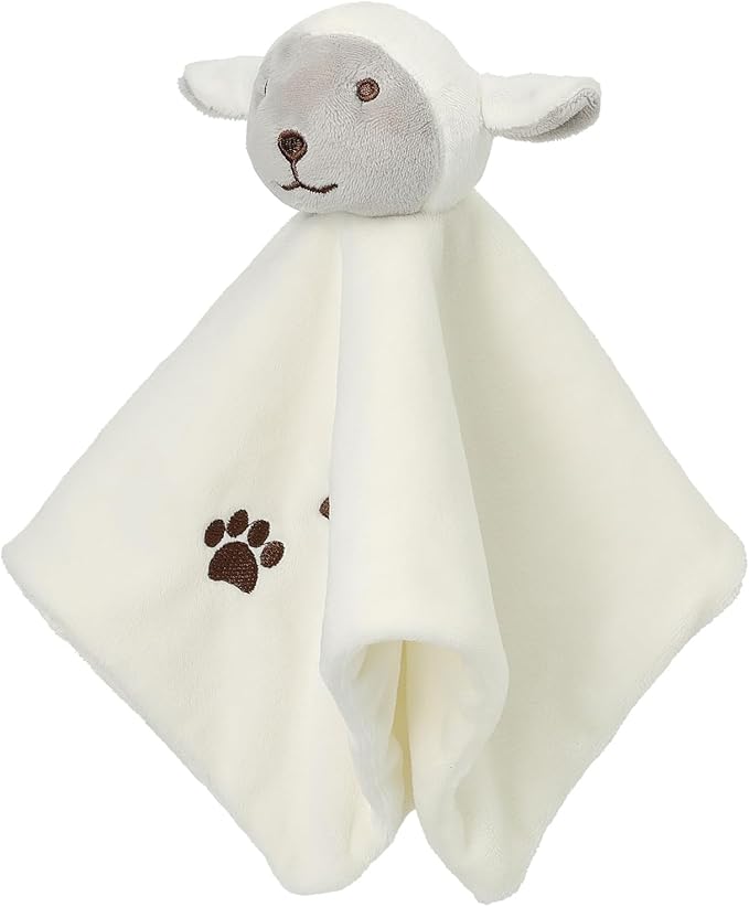 CREVENT Cozy Plush Baby Security Blanket Loveys for Baby Girls Boys, Stuffed Animal Ring Rattle Shaker Toy for Newborns (Sheep)