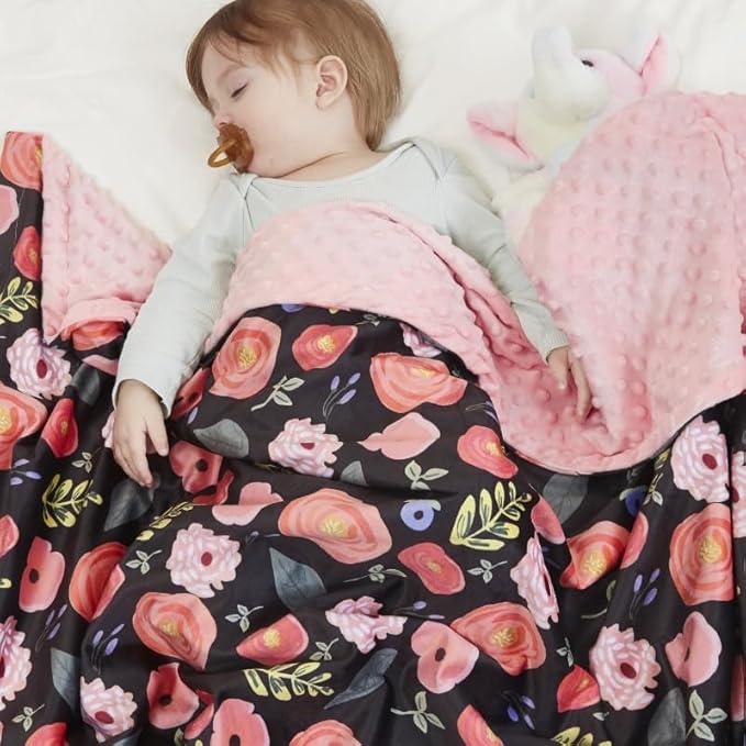 QSTEHEML Baby Blankets for Girls,Super Soft Nursery Minky Blanket Unisex, Baby Gifts Double Layer with Dotted Backing, Nursery Blankets for Crib Stroller(Bee, 30 * 40inch)