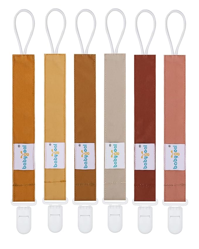 Babygoal Neutral Pacifier Clips, 6 Pack Binky Paci Holder Leashes for Baby Boys and Girls Fits for Most Pacifier, Binkie Styles & Baby Teethers & Toys and Gift