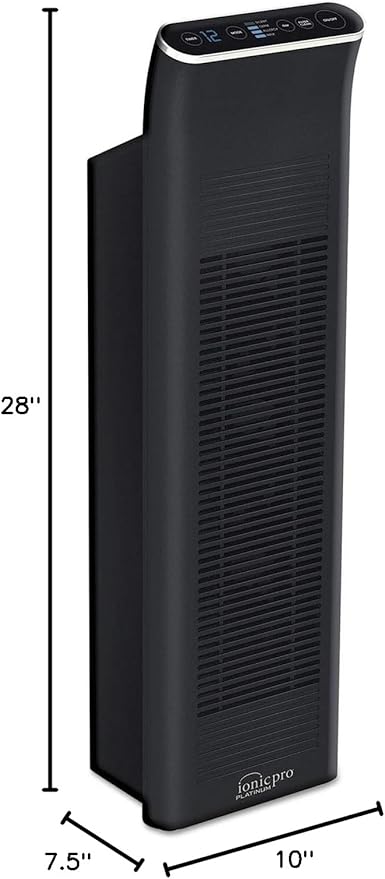 Ionic Pro Platinum - Negative Ion Air Purifier Tower - Truly Silent Operation – High Performing Unique No Filter Design - Removes Odors, Smoke, Mold, Pet Dander - 500 Sq Ft Capacity