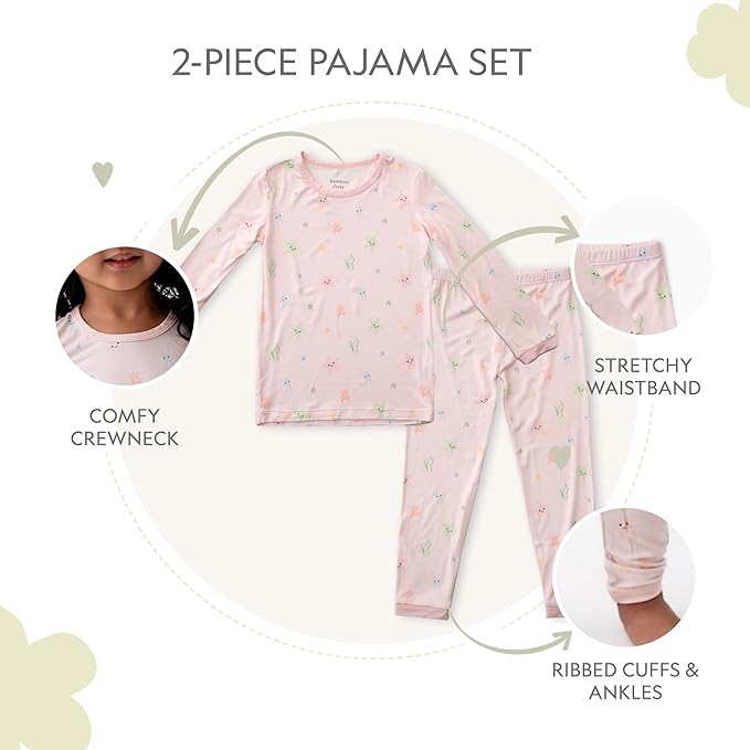 Toddler Pajamas – 95% Bamboo Viscose, 5% Spandex – Soft, Breathable Long-Sleeve Pajama Set for Kids, Sleepwear, Imported