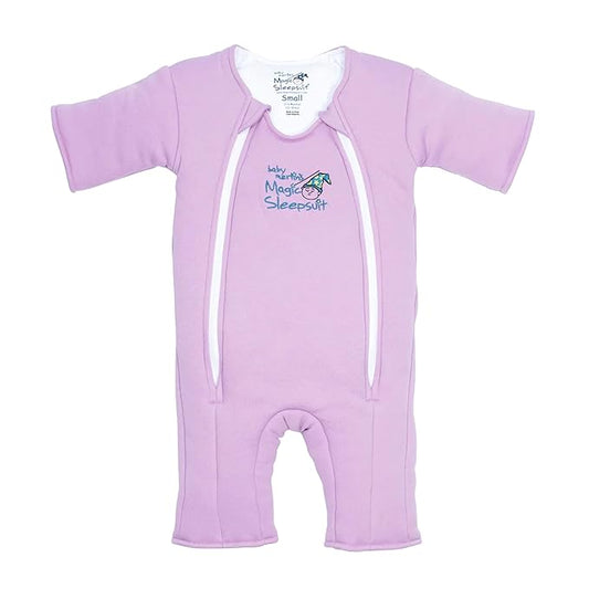 Magic Sleepsuit Baby Merlin's Cotton Baby Swaddle Transition Product - Soft and Cozy Design, Double Zipper for Easy Diaper Changes, Promotes Safe Sleep, 3-6 Months - Lavender - Small 12-18lbs