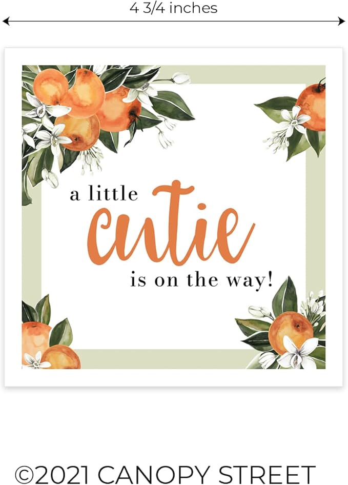 Little Cutie Baby Shower Beverage Napkins / 48 Citrus Cocktail Napkins / 4 Adorable Orange Clementine Designs / 4 3/4" x 4 3/4" Party 3 Ply Napkin Set/Made In The USA