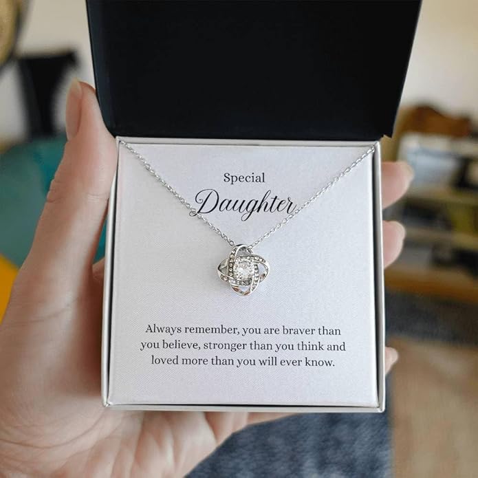 To My Daughter Gift Necklace From Dad or Mom - Badass Daughter Jewelry With Heartfelt Message & Elegant Box