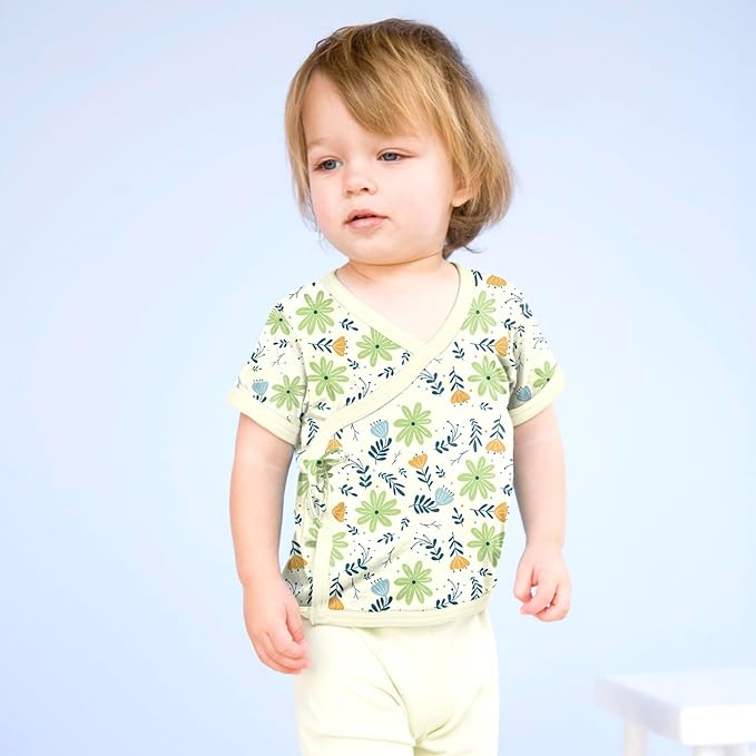 Babysoy Unisex Baby Short Sleeve Wrap Around Kimono Tee Shirt