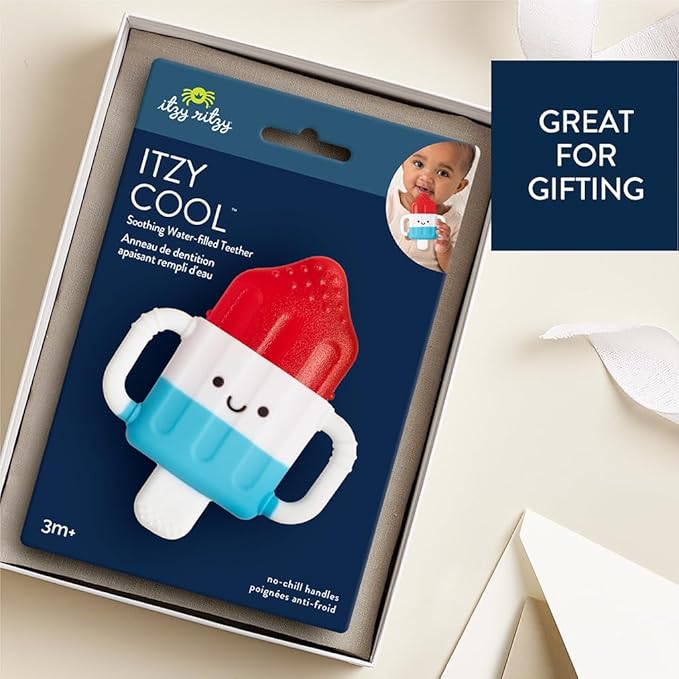Itzy Ritzy Cold Teether - Itzy Cool Teether with Handles & Removable, Textured Teething Toy (Hero Pop)