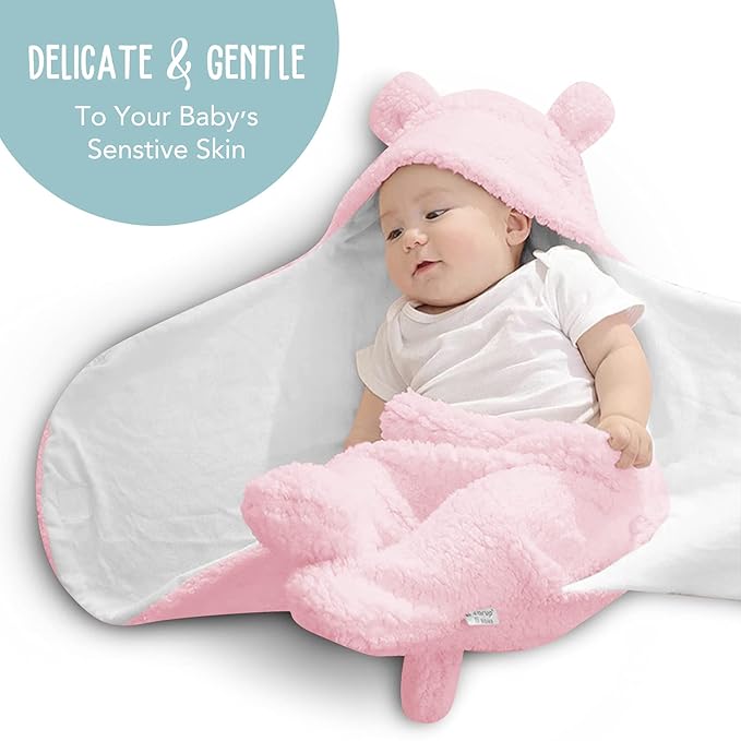 BlueMello Baby Swaddle Blanket | Ultra-Soft Plush Essential for Infants 0-6 Months | Receiving Swaddling Wrap Pink | Ideal Newborn Registry and Toddler Boy Accessories | Perfect Baby Girl Shower Gift
