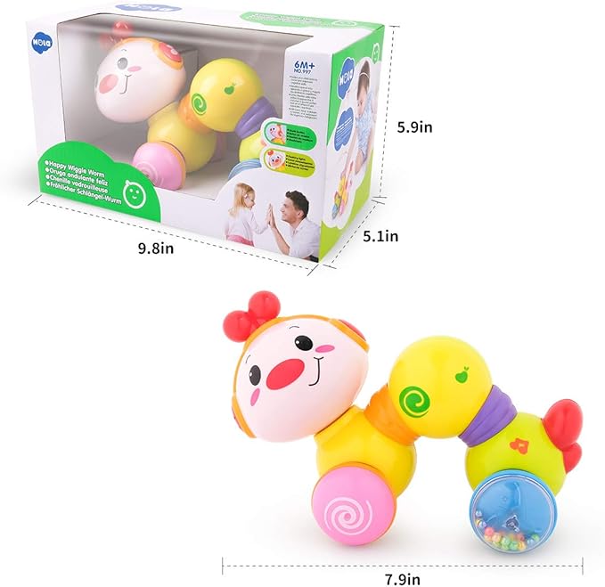 Vanmor Baby Toys 6 to 12 Months, Infant Musical Crawling Toy, Press and Go Interactive Inchworm Toy with Light Up, Caterpillar Tummy Time Educational Toddler Toys 6 7 8 9 12 18 Months Boy Girl Gift