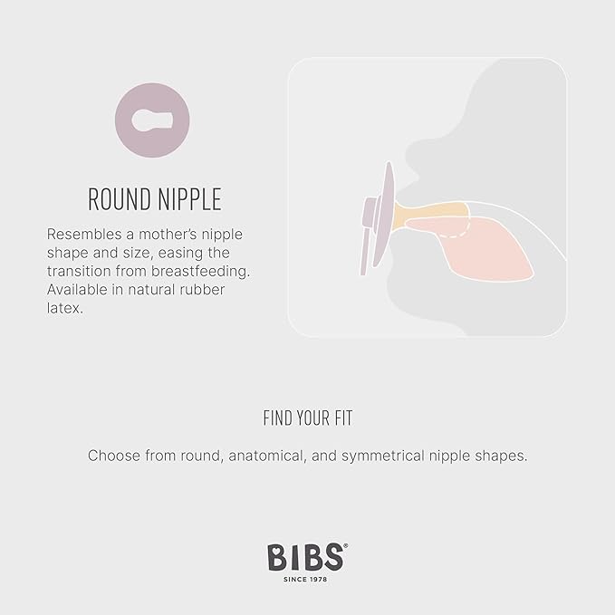 BIBS Colour Studio Soother 2-Pack, BPA Free Dummy Pacifier, Round Nipple. Natural Rubber Latex, Made in Denmark, Size 1 (0-6 Months), Blush/Sand