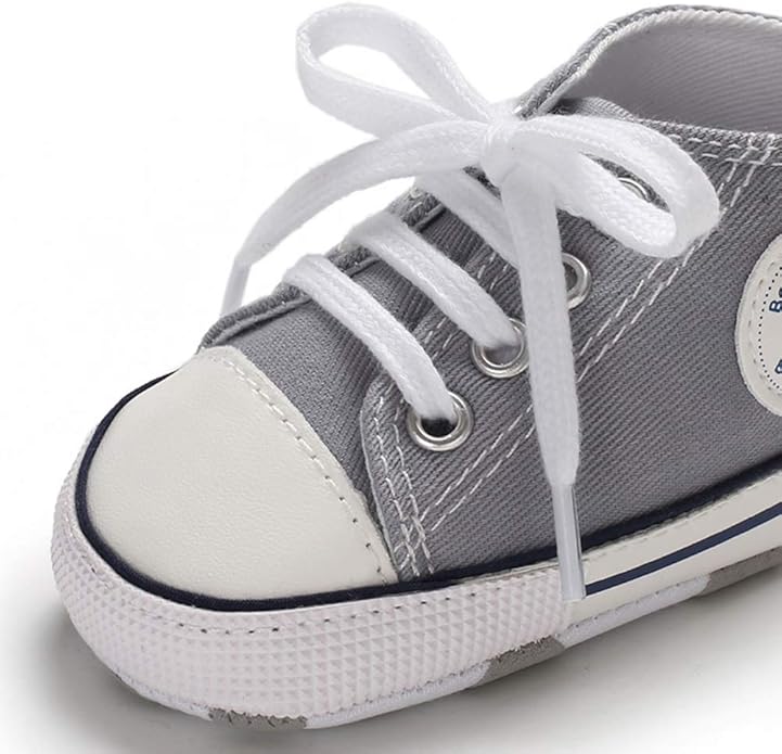 Unisex Baby Boys Girls Shoes, Newborn Infant Non-Slip Canvas Denim High Top Sneakers, Toddler First Walkers Shoes