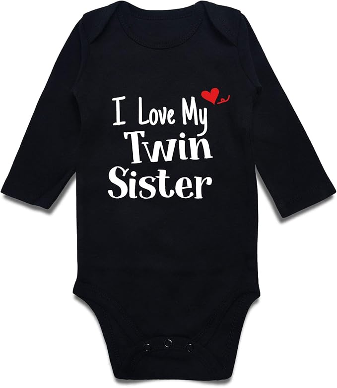 DEFAHN Funny Twins Baby Bodysuits Boys Girls Rompers 2 Pack Twin Matching Clothes Outfits for Newborn Infant