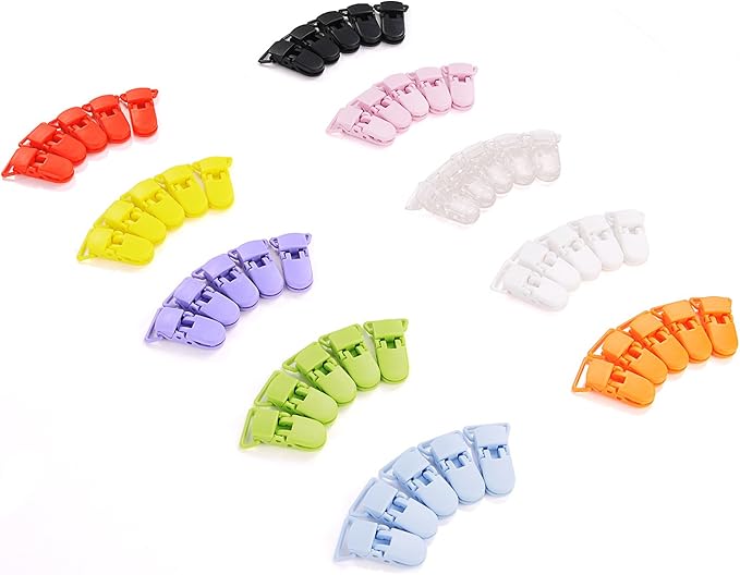 LIHAO 50x Pacifier Clips Holders for Teething Toys Baby Blankets - 10 Colors