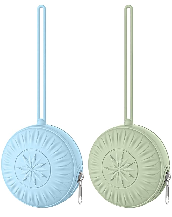 senbowe 2 Pack Silicone Pacifier Holder Case, Newborn Baby Portable Silicone Pacifier Case Cover Pouch for Diaper Bag