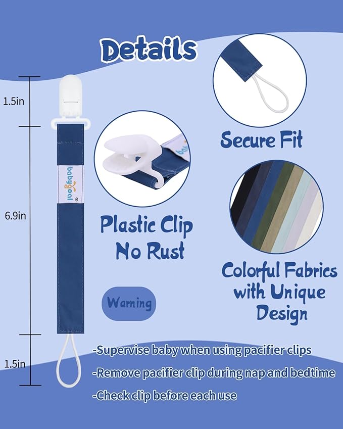 Babygoal Pacifier Clips 8 Pack, Pacifier Holder Clips for Baby Boys and Girls Fits for Most Pacifier, Binkie Styles & Baby Teethers & Toys and Gift-Neutral Color 8PS45