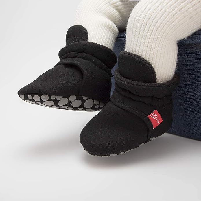 Sawimlgy Newborn Infant Baby Girl Boy Cotton Booties Stay On Sock Slippers Soft Bedroom Shoes Non-Skid Ankle Boots With Grippers Toddler Crib Warm Shoe First Walker Birthday Shower