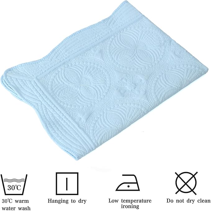 MONOBLANKS Baby Quilt Personlized Monogram Lightweight Embossed Scalloped Throw Blanket Four Seasons (Light Blue)