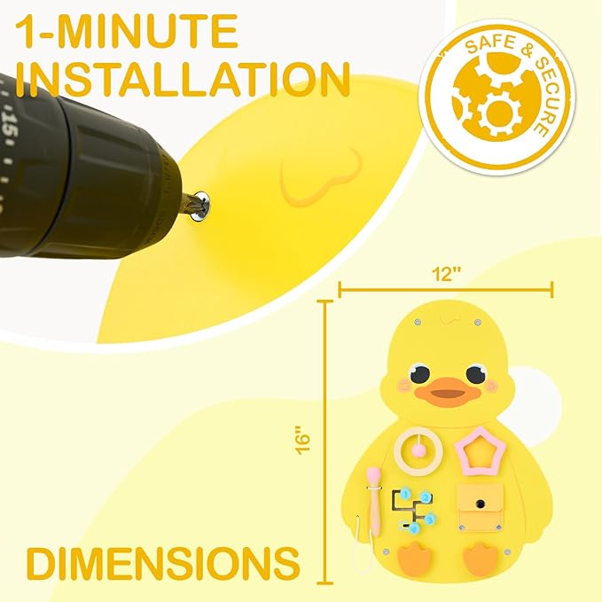 Monläurd® Wooden Duck Sensory Wall Toy, Busy Board for Toddlers, Montessori Sensory Wall Panel for Kids, Ideal for Classroom, Playroom & Daycare, Wall Activity Board