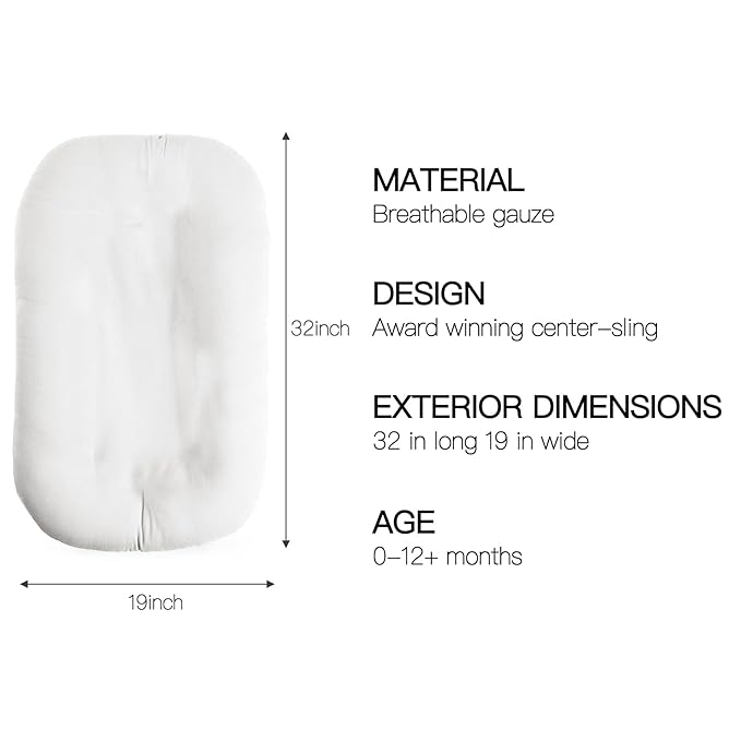 Baby Lounger - Snuggle Cozy Me Infant Lounger for Newborns | Breathable & Soft, Portable Awake-Time Pad, Essential Baby Gift- White (Lounger Cover Included)