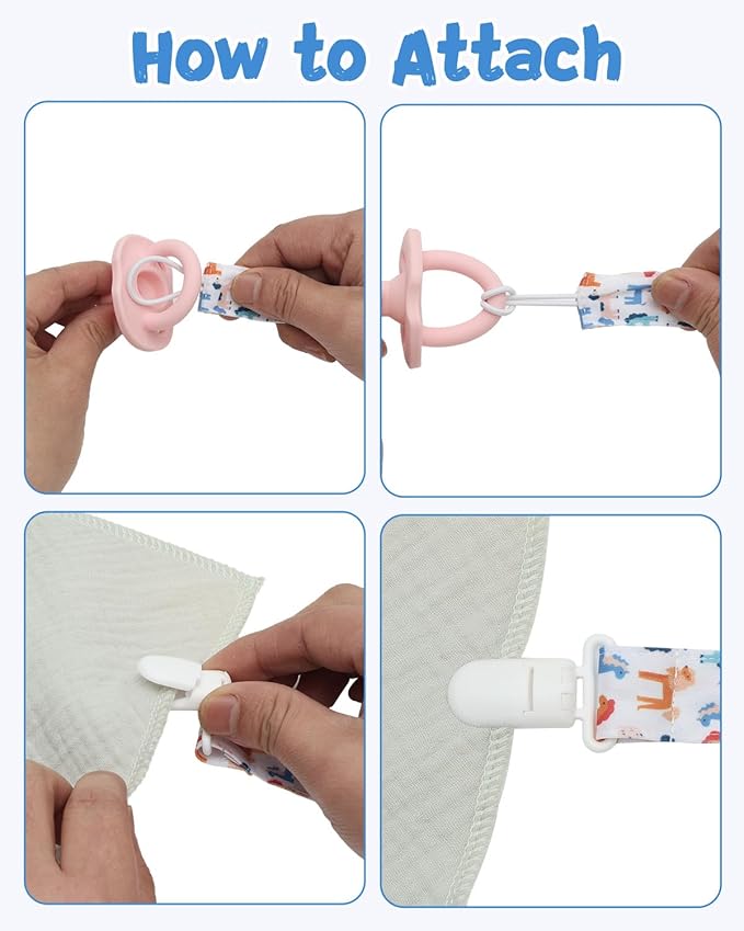 Babygoal Aniaml Neutral Pacifier Clips, 8 Pack Binky Paci Holder Clips for Baby Boys and Girls Fits for Most Pacifier, Binkie Styles & Baby Teethers & Toys and Gift 8PS49-B