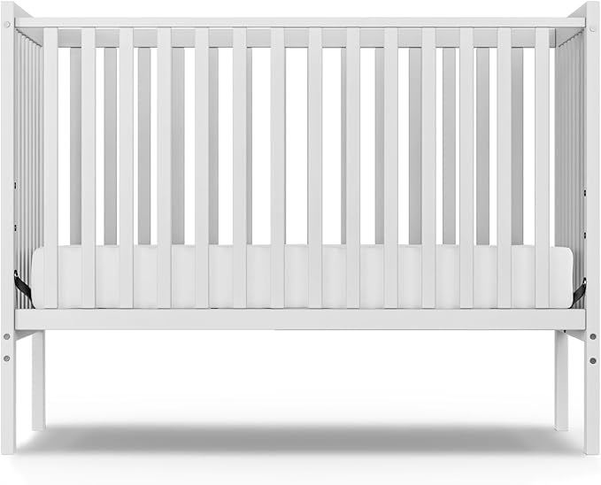 Baby Crib 5-in-1 Convertible, Wood Full Size Toddler Bed for Small Baby, Made of Sustainable Natural Pinewood Cribs, Non-Toxic Finish, Simplistic Nursery Furniture (White)
