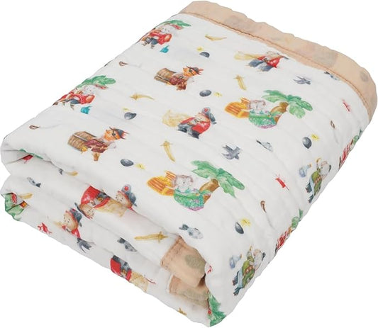 Organic Cotton Muslin Baby Blanket for Boys and Girls - Luxurious Soft Toddler Quilt for Swaddling - Gender Neutral Blankets Makes a Great Animal Pirates