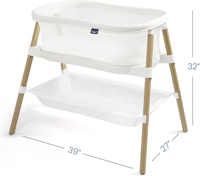 HALO BassiNest Essential Sleeper – Portable Baby Bassinet with Breathable Mesh Sides, Storage Shelf & Easy Assembly – Lightweight, Space-Saving Bedside Crib for Newborns