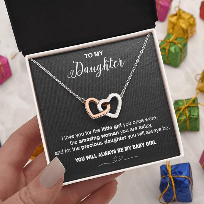 To My Daughter Gift Necklace From Dad or Mom - Badass Daughter Jewelry With Heartfelt Message & Elegant Box