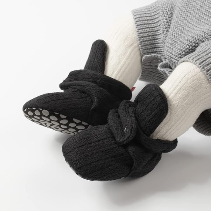 Sawimlgy Newborn Infant Baby Girl Boy Cotton Booties Stay On Sock Slippers Soft Bedroom Shoes Non-Skid Ankle Boots With Grippers Toddler Crib Warm Shoe First Walker Birthday Shower