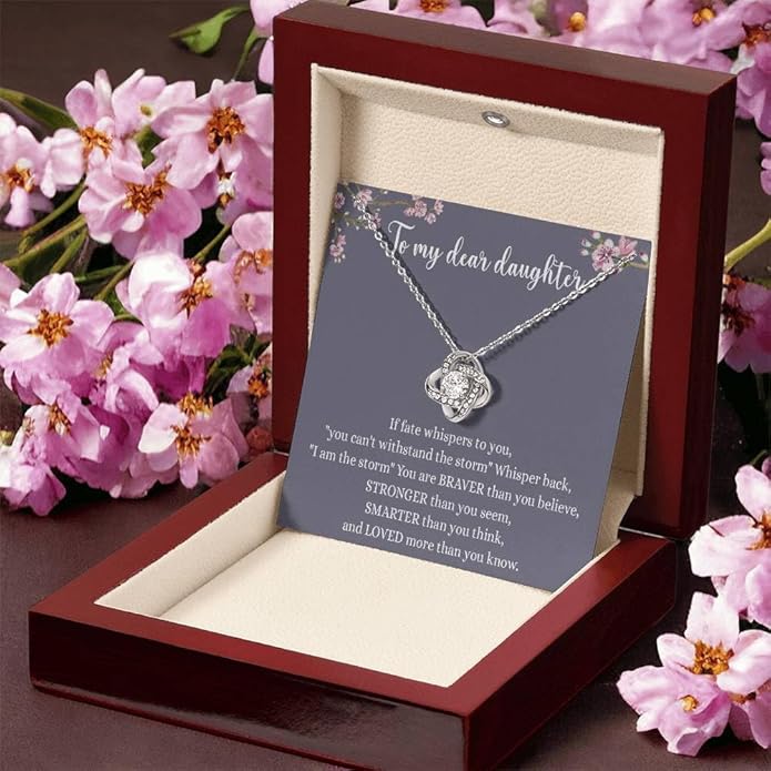 To My Daughter Gift Necklace From Dad or Mom - Badass Daughter Jewelry With Heartfelt Message & Elegant Box