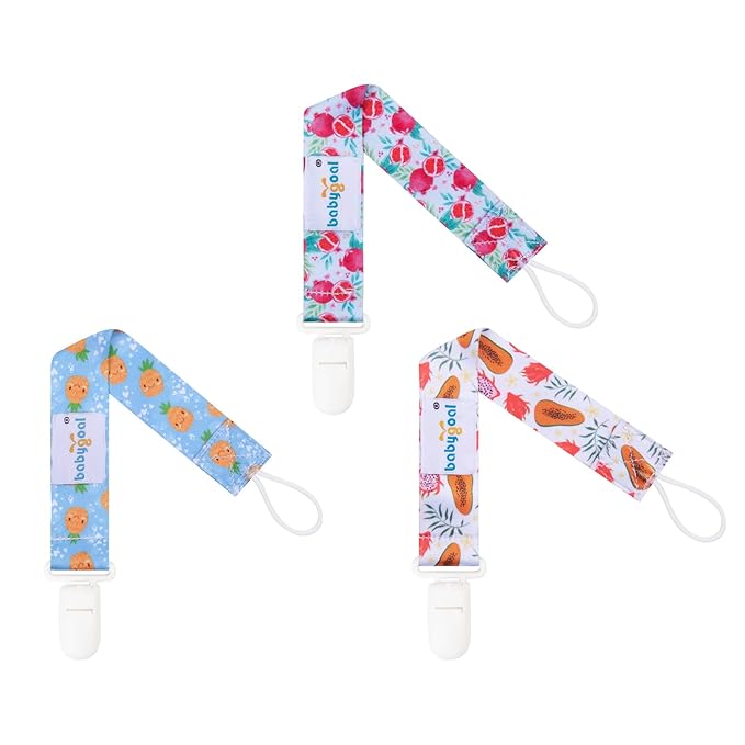 Babygoal Fruit Pacifier Clips, 6 Pack Binky Paci Holder and Leash for Boys and Girls Fits for Most Pacifier, Binkie Styles & Baby Teethers & Toys and Gift 6PB17