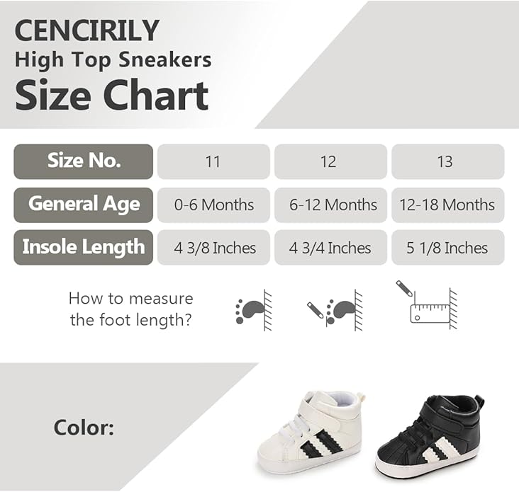 CENCIRILY Baby Boys Girls High Top Sneakers Soft Soles Anti Skid Infant Ankle Shoes Toddler Prewalker First Walking Crib Shoes