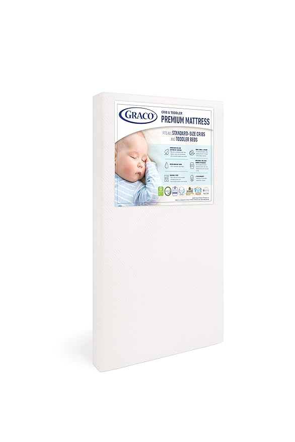Graco Theo Crib and Mattress Nursery Essentials Pack (Pebble Gray) – GREENGUARD Gold Certified Baby Crib & Crib Mattress, Cribs with Mattress Included, Convertible Crib, Baby Mattresses for Crib