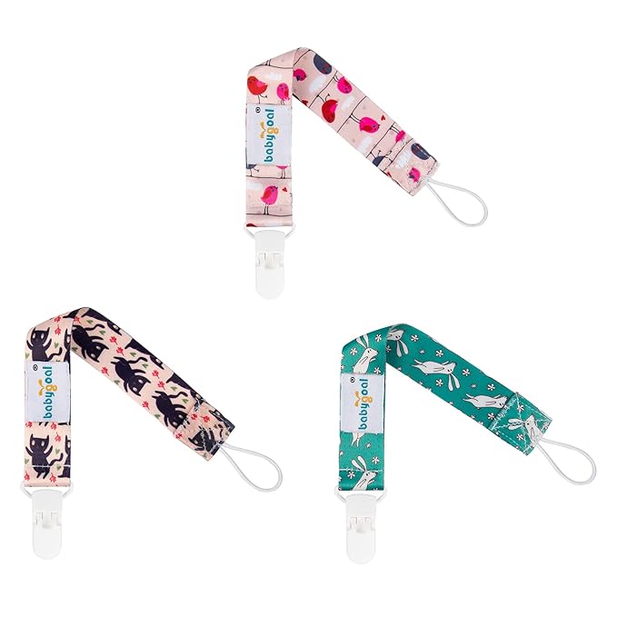 Babygoal Rabbit Pacifier Clips, 6 Pack Binky Paci Holder and Leash for Boys and Girls Fits for Most Pacifier, Binkie Styles & Baby Teethers & Toys and Easter Gift 6PB03