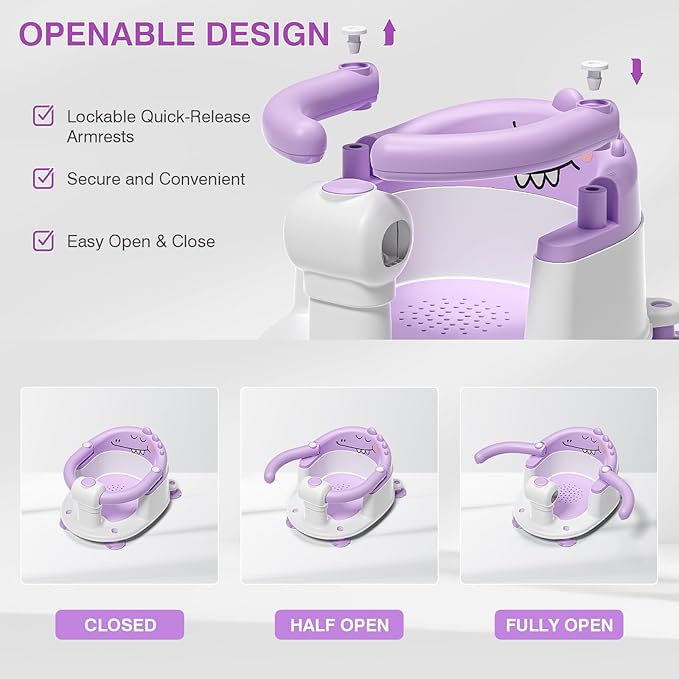 Baby Bath Seat for Babies 5 Months & Up - Non-Slip Bath Seat for Sitting Up with Baby Essentials Kit, Soft Cushion & Compact Design, Toddler Bathtub Seat