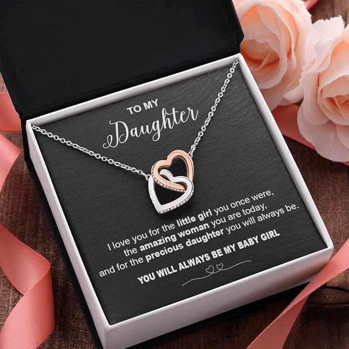 To My Daughter Gift Necklace From Dad or Mom - Badass Daughter Jewelry With Heartfelt Message & Elegant Box