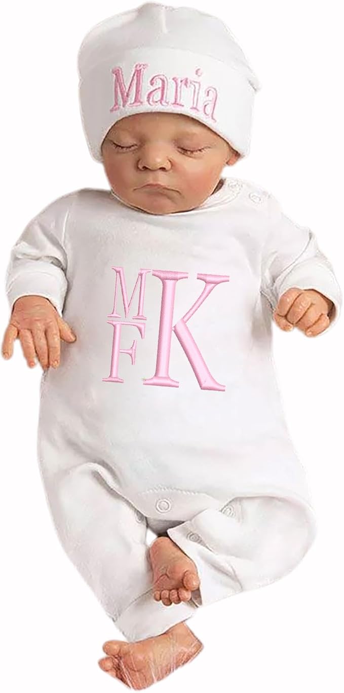 Personalized Baby Romper Hospital Newborn Coming Home Outfit Custom Embroidery Name Infant Sleepwear Gift for Baby Shower