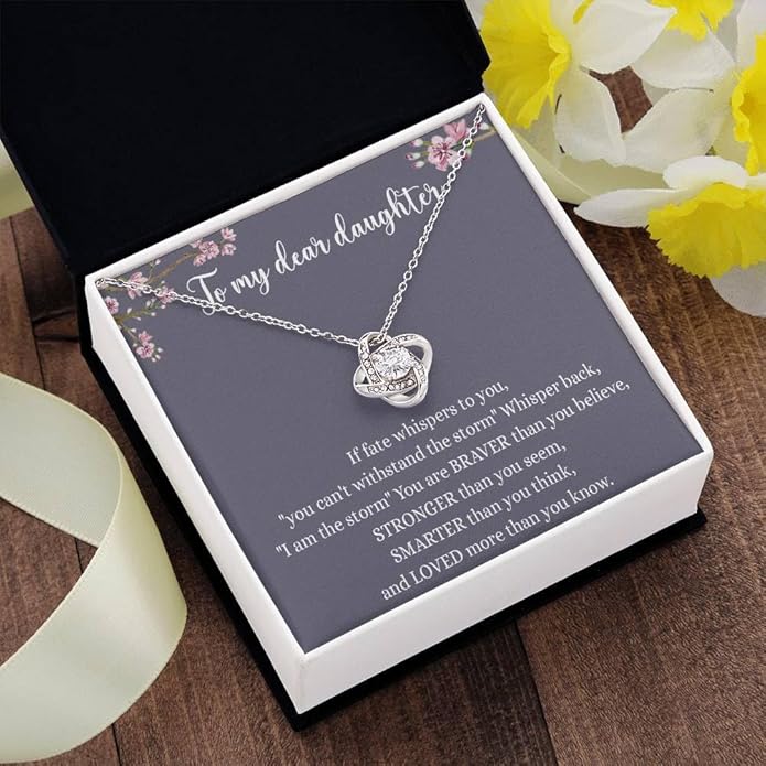 To My Daughter Gift Necklace From Dad or Mom - Badass Daughter Jewelry With Heartfelt Message & Elegant Box