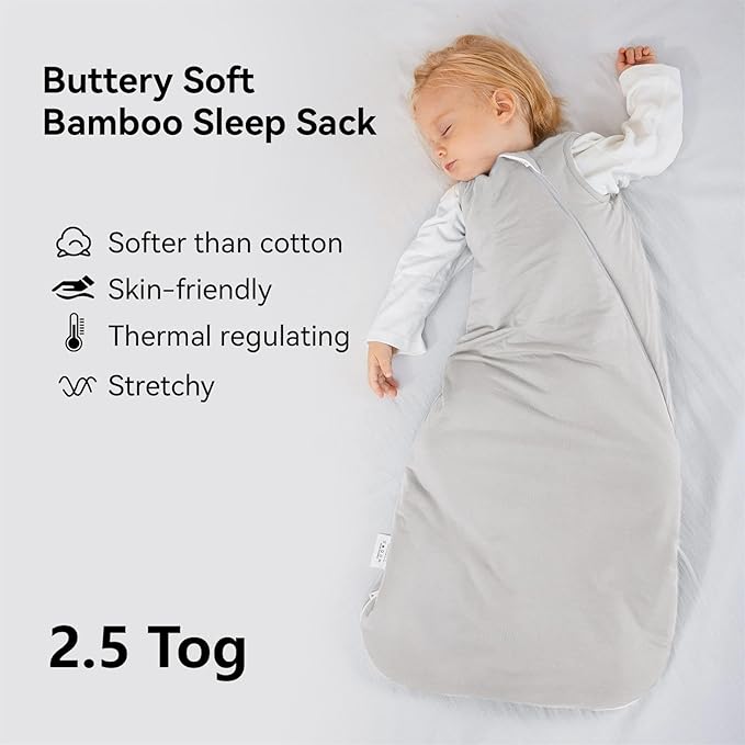 Rayon Made from Bamboo Sleep Sack 24-36 Months 2.5 Tog Winter Warm Ultra Soft Baby Wearable Blanket 3t Toddler Sleep Sack for Babies Unisex Girl Boy 2-Way Zipper Quilted Thick Baby Sleeping Bag