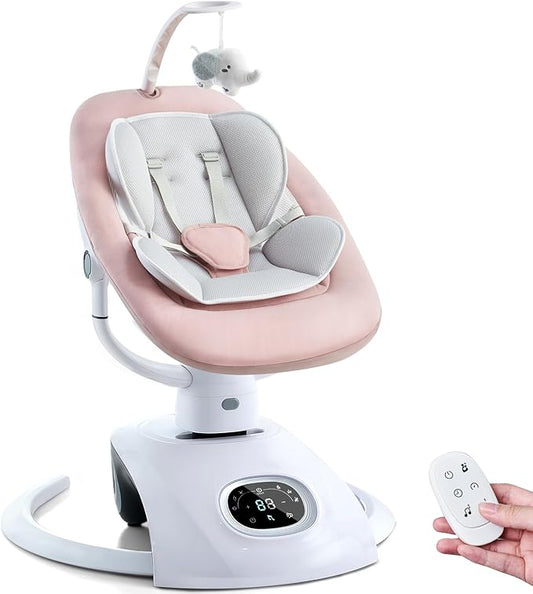 Baby Swing for Infants Electric Automatic Multi Motion Newborn for Girl & Boy with Remote Control, 5 Speed, 13 Melodies, Pink