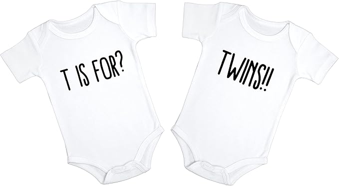 T is for Twins Baby Pregnancy Announcement (Set of 2)