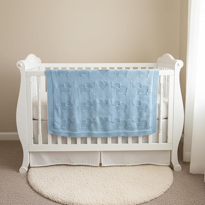 Elephant Baby Knit Blanket – 100% Cotton Soft Receiving Blanket with Cute Elephant Pattern for Newborn Infant Toddler Boy Girl, Lightweight Nursery Crib Stroller Cover Gift