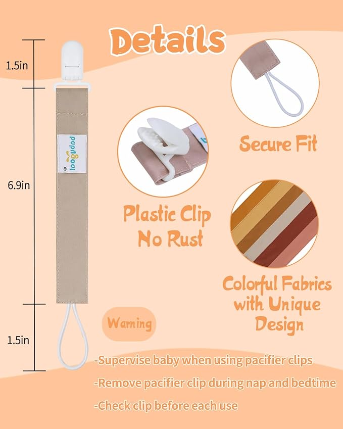 Babygoal Neutral Pacifier Clips, 6 Pack Binky Paci Holder Leashes for Baby Boys and Girls Fits for Most Pacifier, Binkie Styles & Baby Teethers & Toys and Gift
