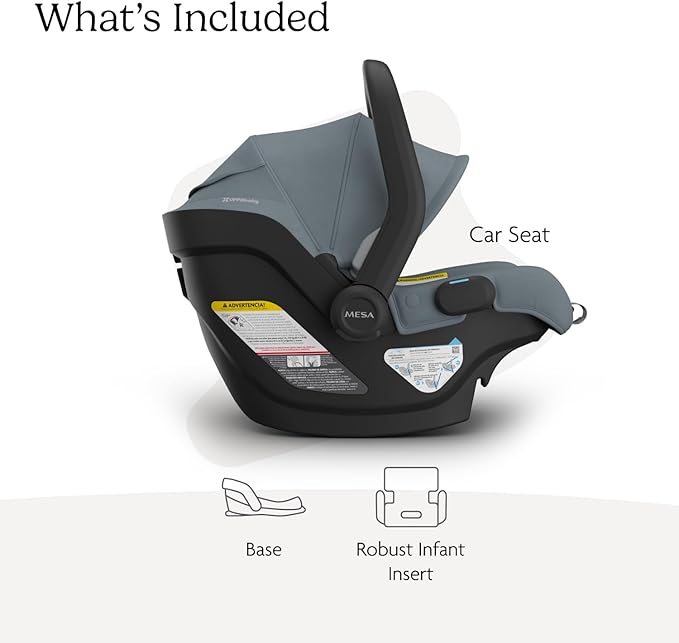 UPPAbaby Mesa V3 Infant Car Seat - Easy Installation + SmartSecure Technology - Attaches to Stroller | Base + Infant Insert Included - Callum (Stone Blue)