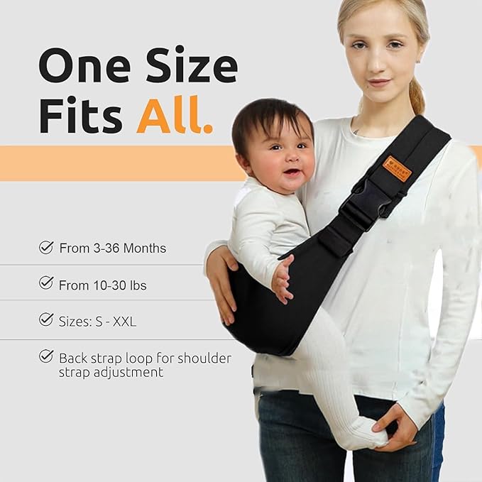 Baby Sling Carrier Newborn to Toddler Adjustable One-Shoulder Design with Hip Seat Support, Labor-Saving Baby Wraps Carrier 10-30 lbs(Square)