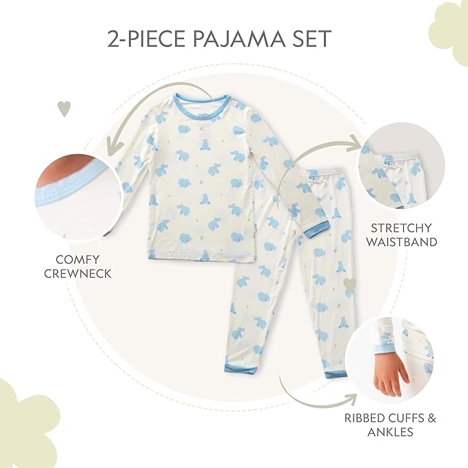 Toddler Pajamas – 95% Bamboo Viscose, 5% Spandex – Soft, Breathable Long-Sleeve Pajama Set for Kids, Sleepwear, Imported