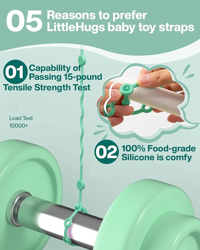 Toy Straps for Baby, Adjustable Toy Holder for Stroller Accessories, Silicone Baby Tether Pacifier Clip, No Throw Baby Travel Essential Leash for High Chair, Car Seat (7- Pack)
