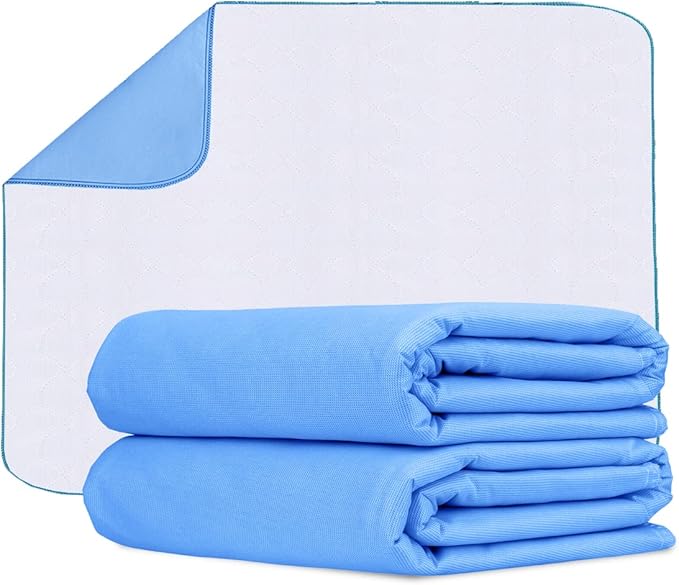 Incontinence Bed Pads Washable Waterproof 18x24 Inches Pack of 2 - Washable Pee Pads for Beds for Incontinence Adults, Kids & Pets - Waterproof Pad, Reusable Bed & Underpads