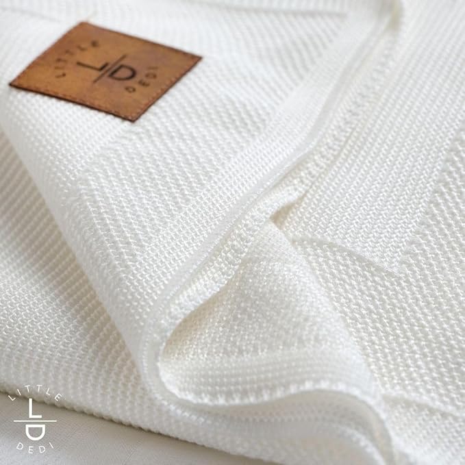 Hypoallergenic Silky Baby Blanket - 30x40 Inches White, Oeko-TEX® Certified, Thermal-Regulating, Soft Knit for Girls & Boys - Swaddle or Toddler Blanket, Dua