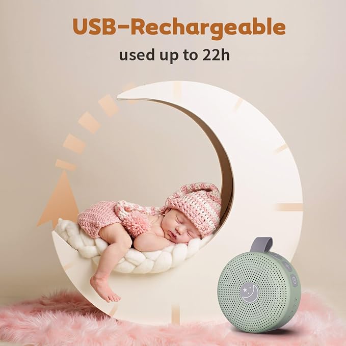 Sound Machine Mini Portable Baby White Noise Machine with 30 Soothing Sounds for Kids Adults Auto-Off Timer 32 Volume Levels Rechargeable Brown Noise Sleep Machine for Home Office Privacy and Travel